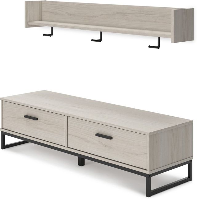 Signature Design by Ashley® Socalle Natural Storage Bench with Coat Rack-2