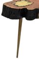 A & B Home Acacia Brown Coffee Table with Gold Brass Legs -2