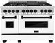 ZLINE Autograph Edition 48" Stainless Steel Pro Style Dual Fuel Range with White Matte Door and Matte Black Accents-0