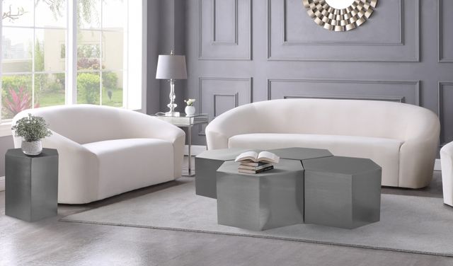 Meridian Furniture Hexagon Brushed Chrome Coffee Table-1