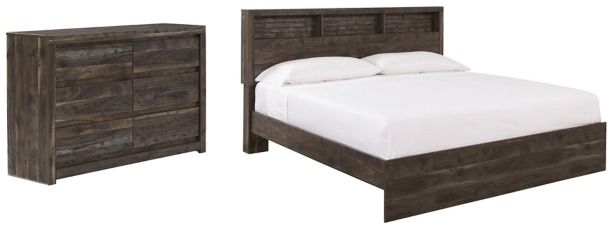 Benchcraft® Vay Bay 4-Piece Charcoal King Bookcase Bed Set-0