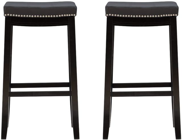 Linon Claridge 2-Piece Black Bar Stool Set-3