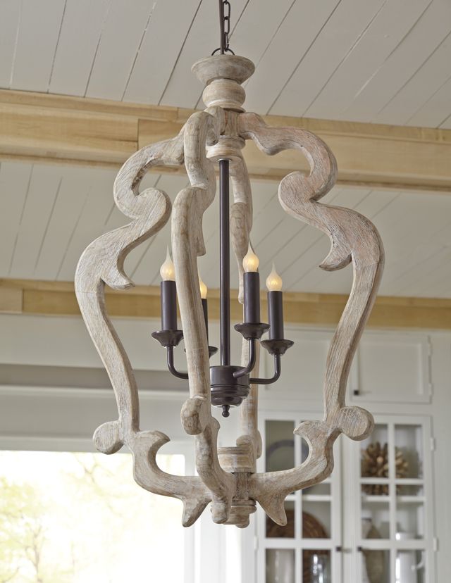 Signature Design by Ashley® Jocelin Distressed White Pendant Light-1