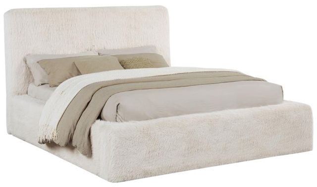 Coaster® Rebecca Cream Eastern King Upholstered Panel Bed-0