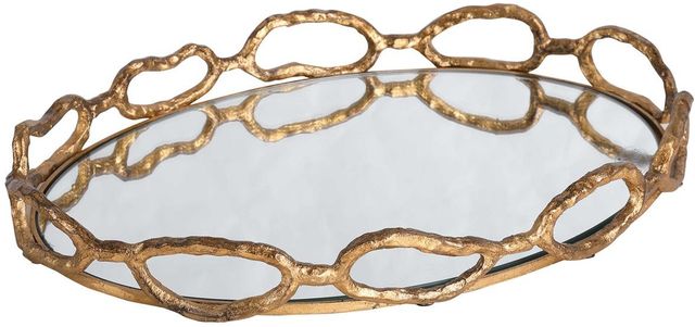 Uttermost® Cable Gold Leaf Chain Mirrored Tray-0