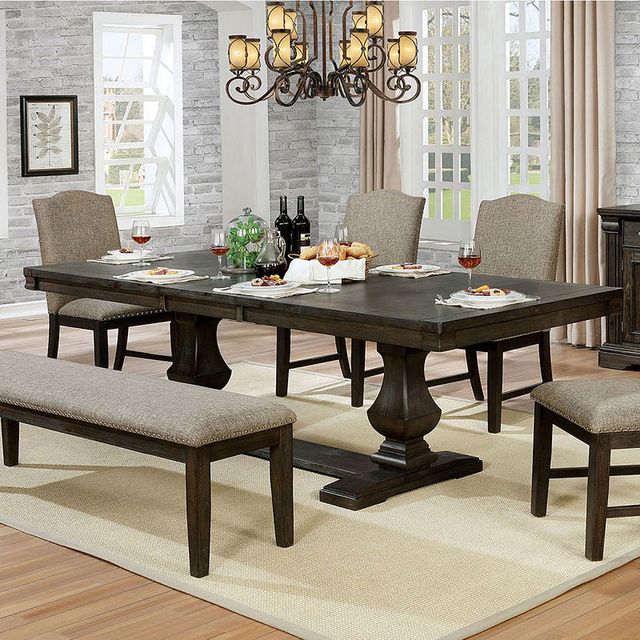 Furniture of America® Faulk Espresso Warm Gray Dining Table-0