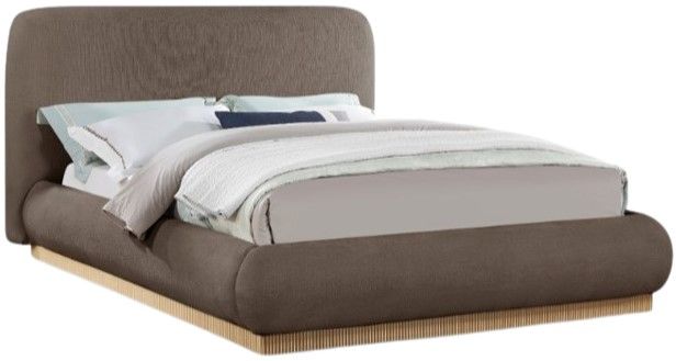 Meridian Furniture Rigby Brown/Natural King Linen Textured Upholstered Panel Bed-0