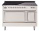 Ilve® Nostalgie II Noblesse 48'' Antique White Pro Style Induction Range with Chrome Trim-0