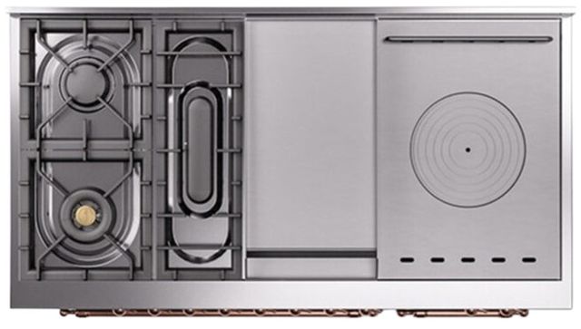 Ilve® Nostalgie II Series 48" Burgundy Pro Style Dual Fuel Range-3