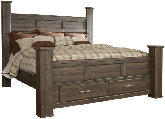 Signature Design by Ashley® Juararo 2-Piece Dark Brown King Poster Bed Set-1