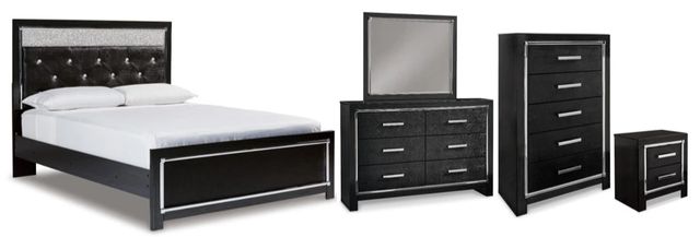 Signature Design by Ashley® Kaydell 5-Piece Black Queen Upholstered Panel Bedroom Set-0