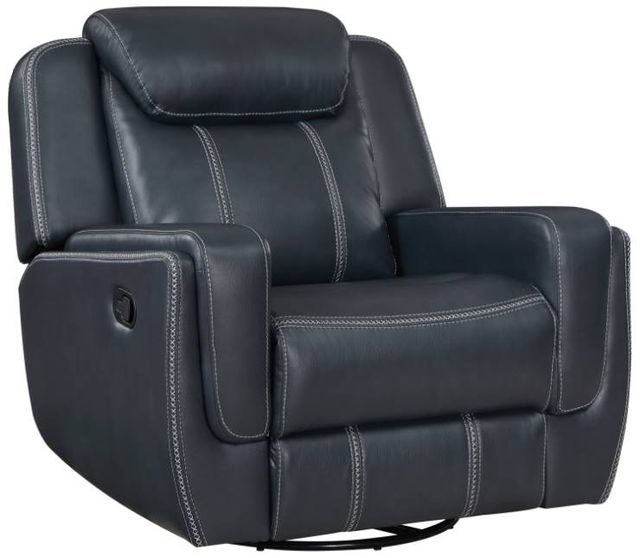 Homelegance® Littleton Blue Swivel Glider Manual Reclining Chair-0