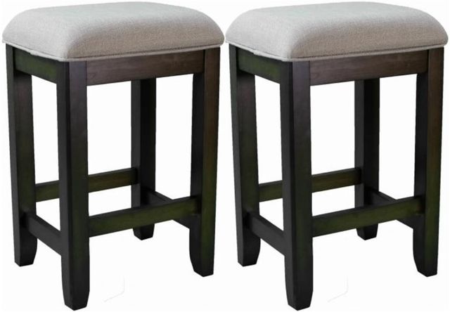 Bernards Lindsey 2-Piece Black/Gray Dining Stool Set-0