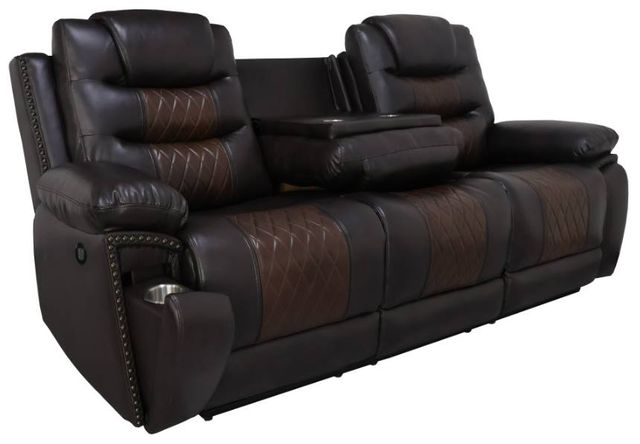 New Classic® Home Furnishings Nikko Brown Dual Power Reclining Sofa-3