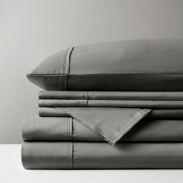 Olliix by Madison Park Charcoal Queen 800 Thread Count Cotton Rich Sateen Sheet Set-4