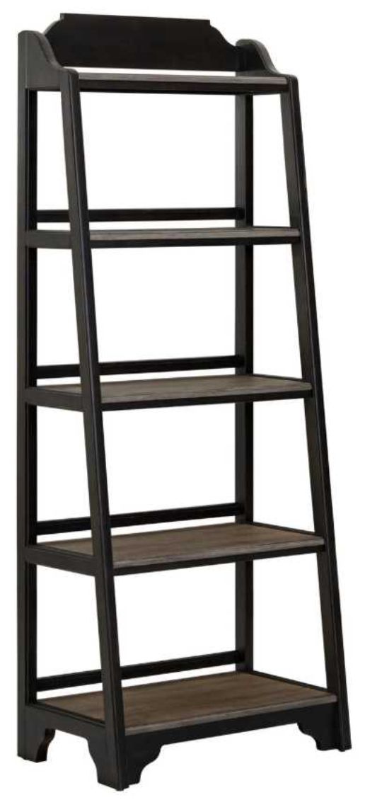 Liberty Furniture Magnolia Manor Antique Black/Weathered Bark Leaning Pier Bookcase-0