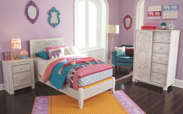 Signature Design by Ashley® Paxberry 2-Piece Whitewash Twin Panel Bed Set-3
