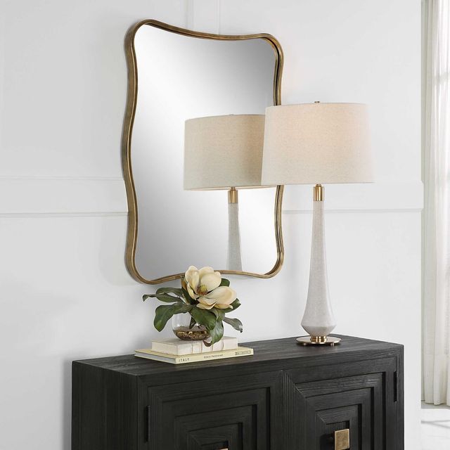 Uttermost® Pavia Antiqued Gold Curvy Accent Mirror-2