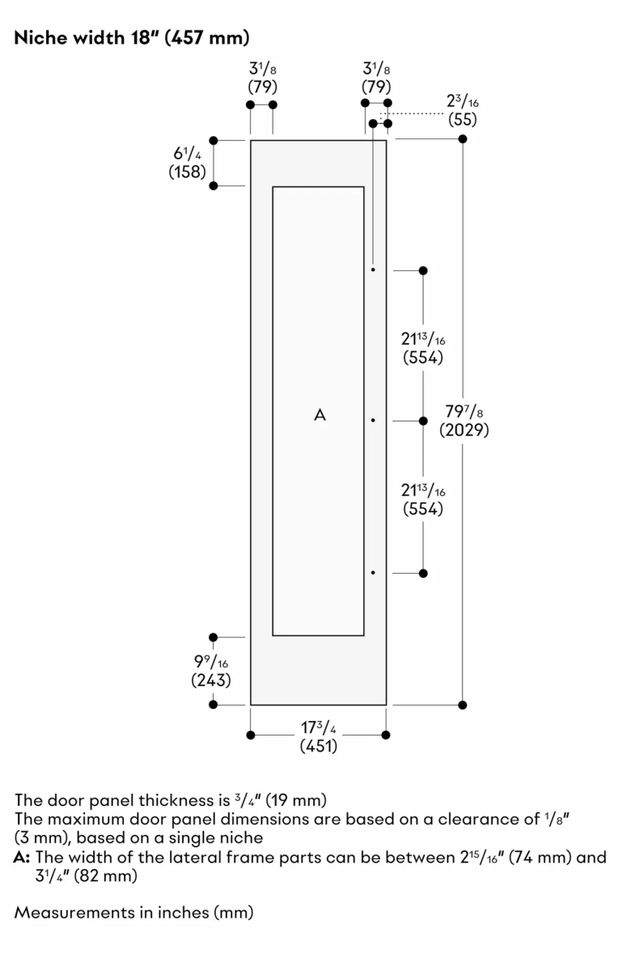Gaggenau Vario Cooling Expressive Series 18" Dark Brushed Stainless Steel Frame Wine Column Door Panel, Right-Hinge-1