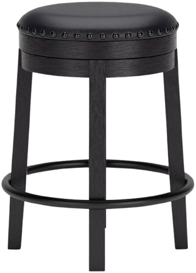 Signature Design by Ashley® Valebeck Black Upholstered Swivel Bar Stool-1
