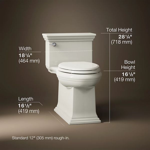 KOHLER® Memoirs® Stately Biscuit 1-Piece Compact Elongated Toilet with Skirted Trapway, 1.28 Gpf-4