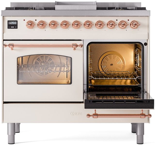 Ilve® Nostalgie II Series 40" Antique White Pro Style Dual Fuel Range-3