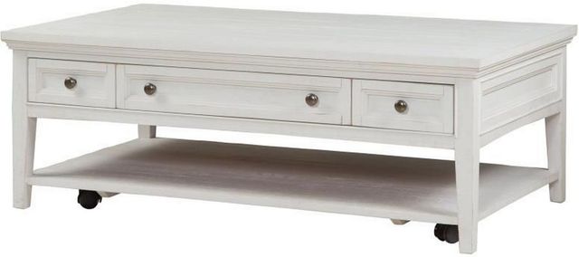 Magnussen Home® Heron Cove Chalk White Rectangular Cocktail Table with Casters-0