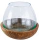 A & B Home 2-Piece Brown/Clear Teak and Glass Bowl Set-0