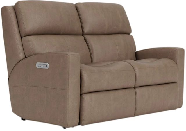 Flexsteel® Customizable Catalina Leather Power Reclining Loveseat with Power Headrest-1