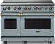 Viking® 5 Series 48" Novembery Sky Pro Style Induction Range with Brushed Brass Trim-0