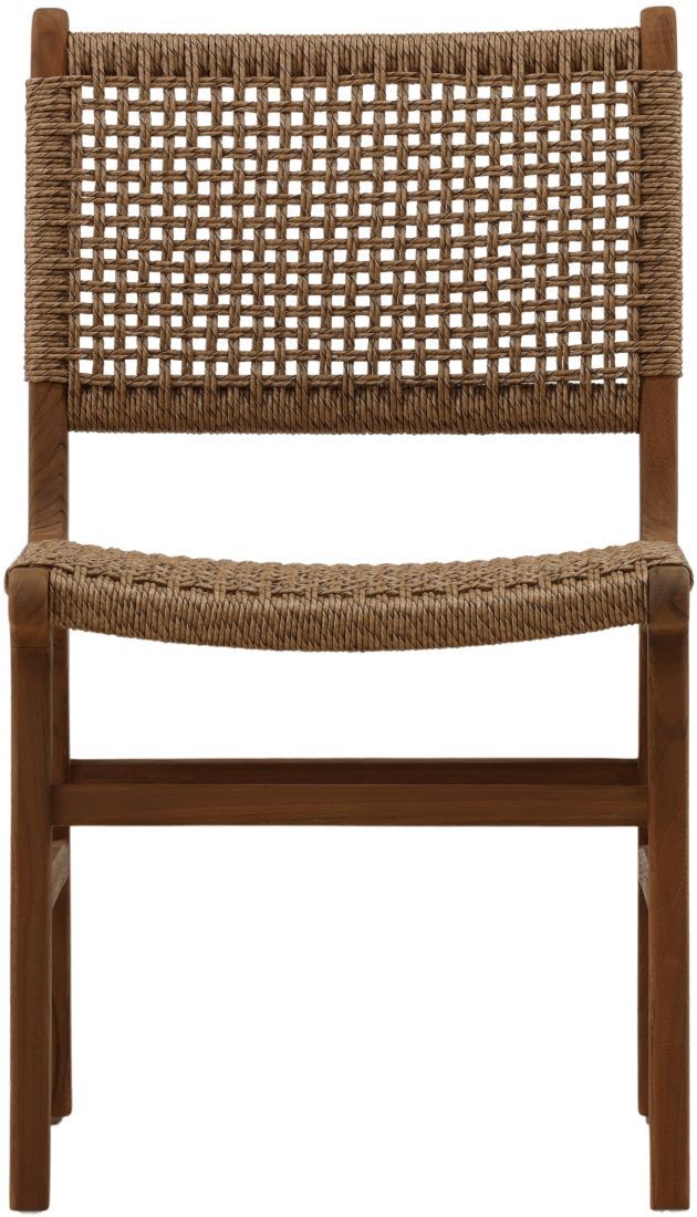 Dovetail Furniture Dallas Light Brown Wood Outdoor Dining Armless Chair-1