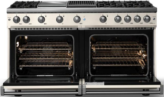 Viking® 5 Series 60" Pure White Pro Style Gas (NG) Range with Polished Chrome Trim-1