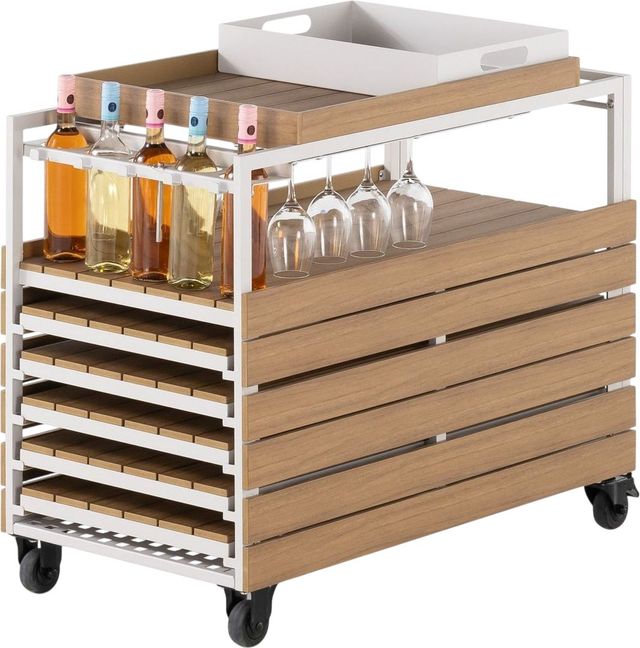 Transformer Table Transformer Light Gray/Light Oak Aluminum/Polystyrene Outdoor Bar Cart-2
