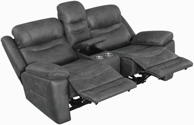 Coaster® Hemer Dark Grey Power Reclining Upholstered Loveseat-3