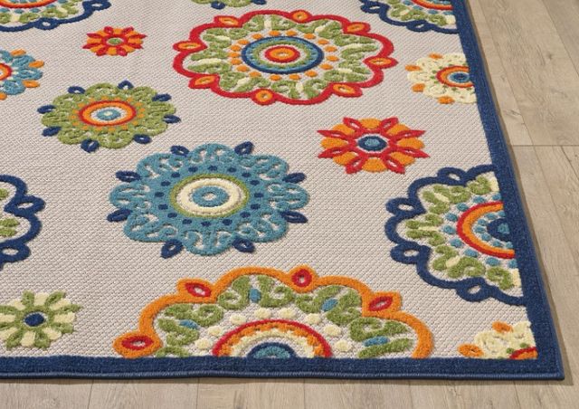 KAS Rugs Calla Ivory Suzani 5'x7' Area Rug-1