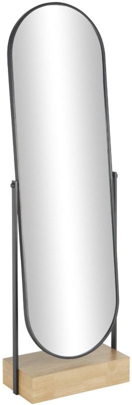 Deco Marche Black Oval Shaped Floor Mirror with Brown Base-0