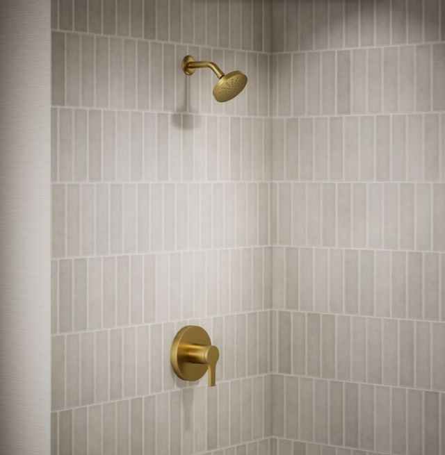 KOHLER® Elate® Rite-Temp® Vibrant Brushed Moderne Brass Shower Trim Kit-1