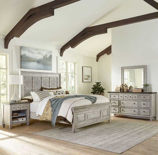 Liberty Furniture Heartland 4-Piece Antique White Optional California King Panel Bedroom Set-1