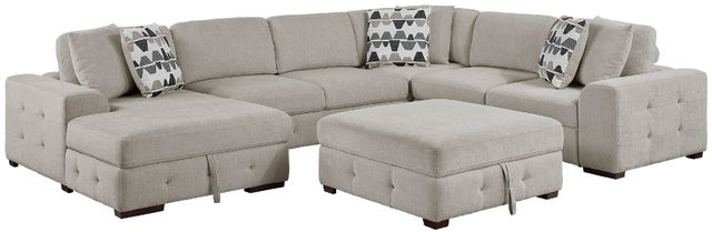 Homelegance® Raife 5-Piece Taupe Left-Arm Facing Sleeper Sectional with Chaise and Ottoman-0