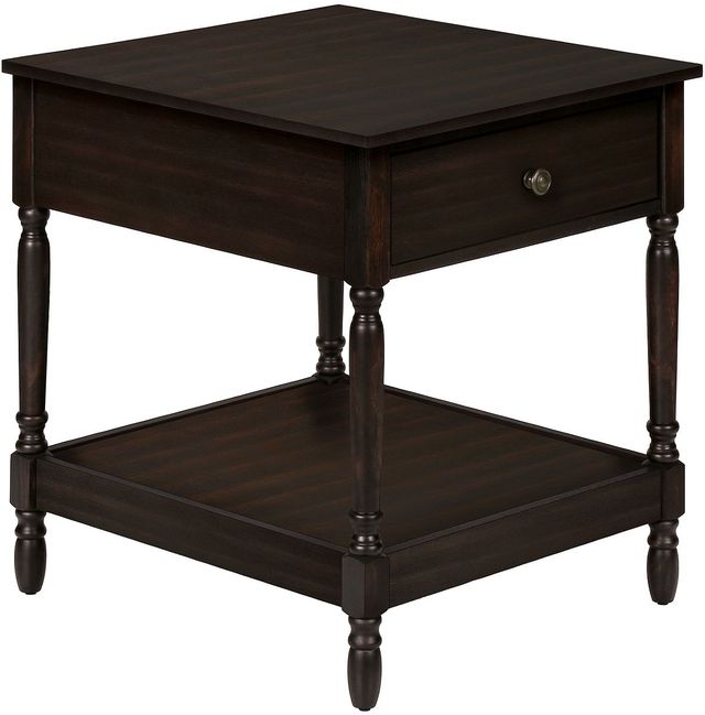 Monarch Specialties Inc. Walnut Veneer 2-Tier Square Side Table-0