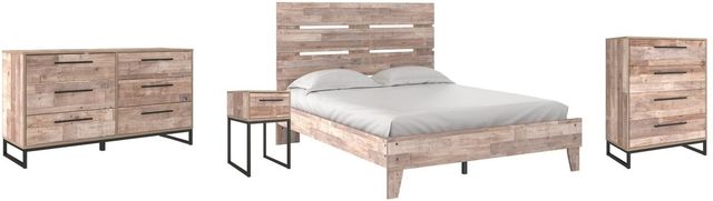 Signature Design by Ashley® Neilsville 4-Piece Whitewash Queen Panel Bed Set-0