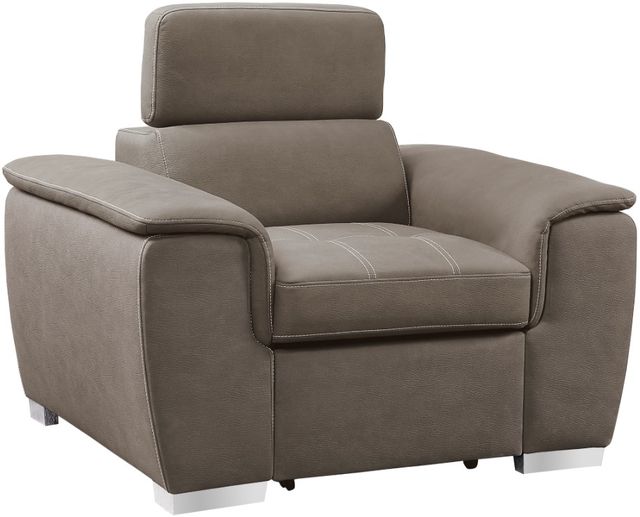 Homelegance® Ferriday Taupe Chair with Adjustable Headrest and Pull-Out Ottoman-2