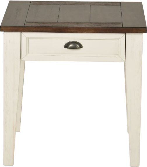 Steve Silver Co. Cayla Dark Oak End Table with Antiqued White Base-2