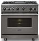 Viking® 7 Series 36" Damascus Gray Pro Style Dual Fuel Range with 12" Reversible Griddle-2
