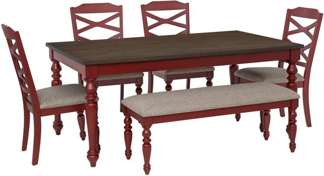 Powell® Trimble 6-Piece Beige/Red Dining Set-0