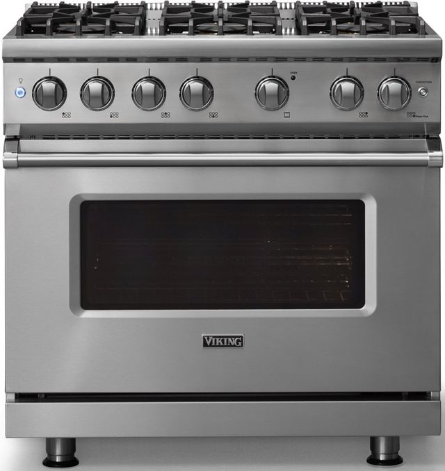 Viking® 5 Series 36" Stainless Steel Pro Style Gas (LP) Range with Polished Chrome Trim-3