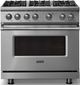 Viking® 5 Series 36" Stainless Steel Pro Style Gas (LP) Range with Polished Chrome Trim-3