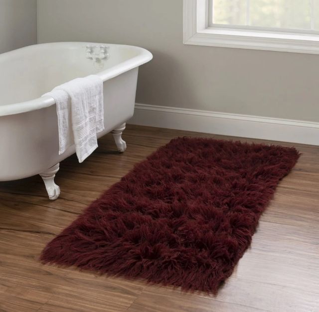 Linon Flokati Burgundy 5'x8' Area Rug-1