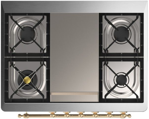Ilve® Majestic III 36'' White Pro Style Dual Fuel Natural Gas Range with Triple Glass Door and Brass Trim-3