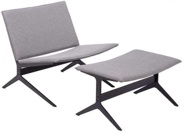 Zuo® Modern Cardiff Gray Lounge Chair and Ottoman Set-0